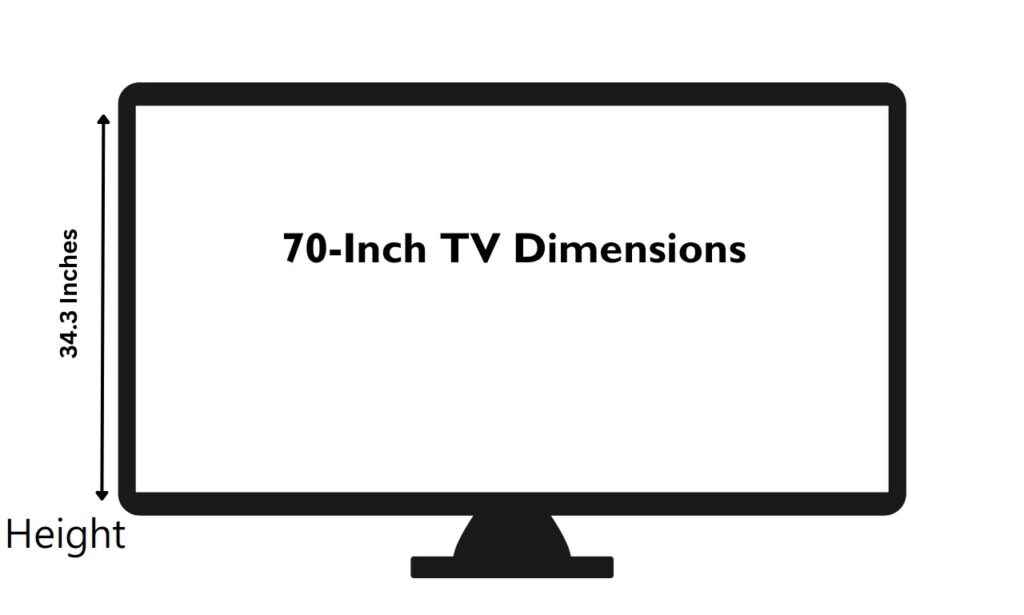 height of 70 inch tv